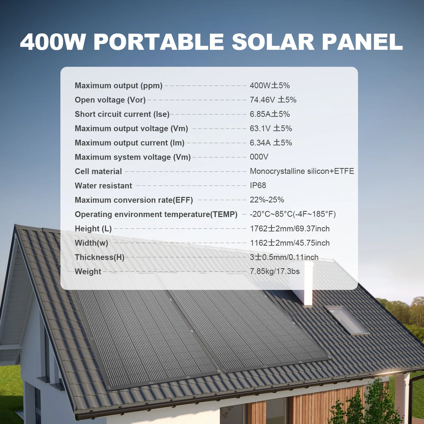 ALLPOWERS Balcony Power Plant, Flexible Solar Panel 400W/800W Monocrystalline Silicon Solarmodule 63V Solar Charger for RV Camp