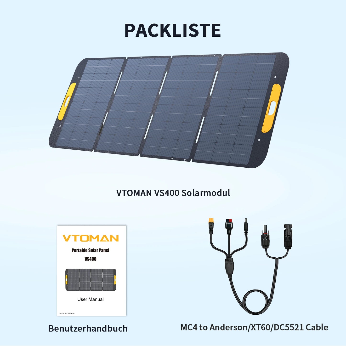 VTOMAN VS400W Foldable Solar Panels Cell 40.32V Portable Solar Charging Panel Complete Kit for Outdoor Tourism Power Station